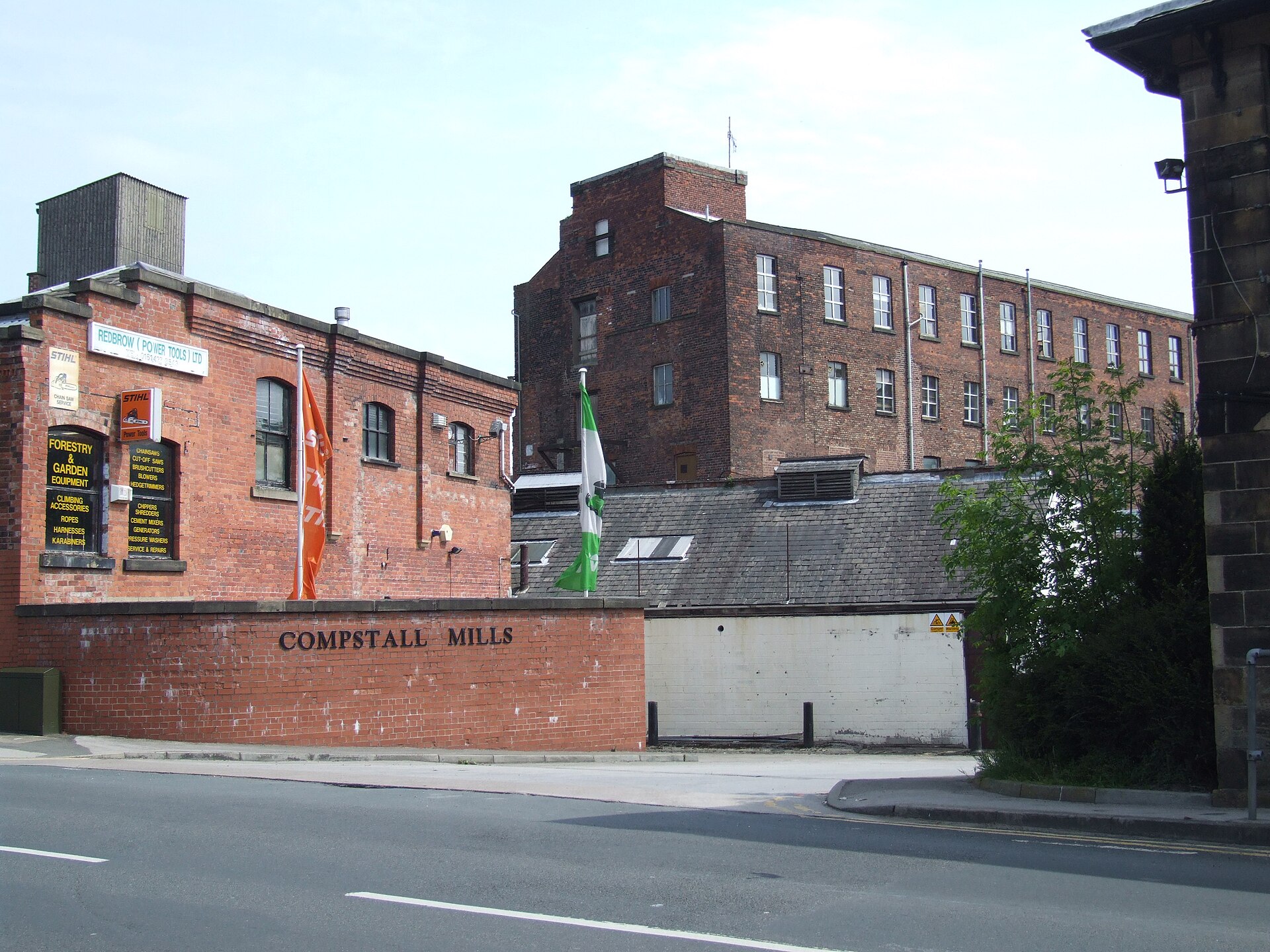 Compstall Mills buildings beside the River Etherow
